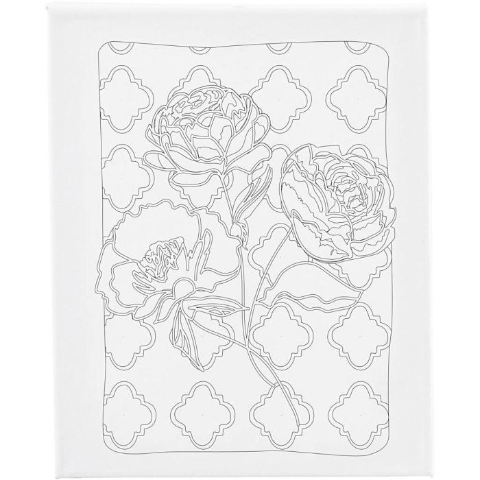 Lienzo de pintura estampado, Rosas, P: 1,6 cm, medidas 24x30 cm, 360 gr, 1 ud