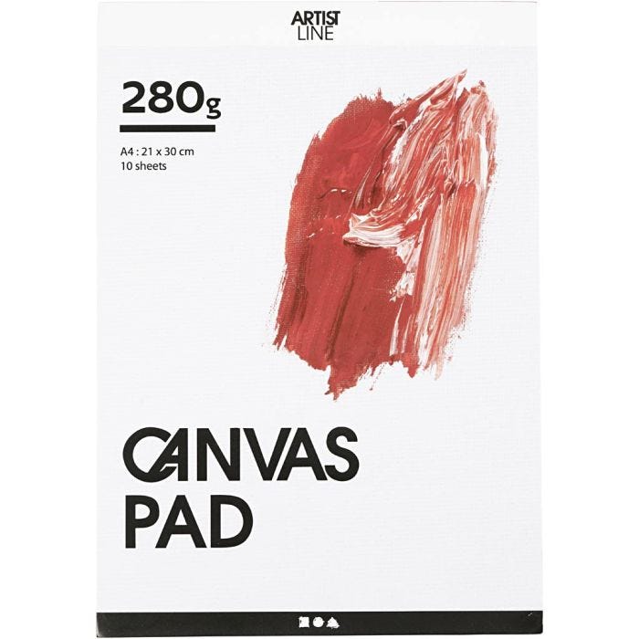 Lienzo, A4, hoja 210x297 mm, 280 gr, blanco, 10 hoja/ 1 ud