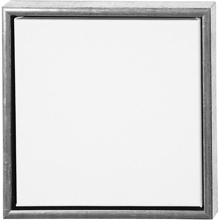 Lienzo con marco, medidas 30x30 cm, 360 gr, plata antigua, blanco, 1 ud
