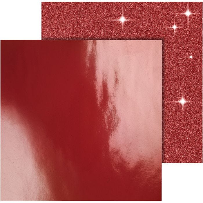 Papel estampado, hoja 30,5x30,5 cm, 120+128 gr, rojo, 2 hoja/ 1 paquete