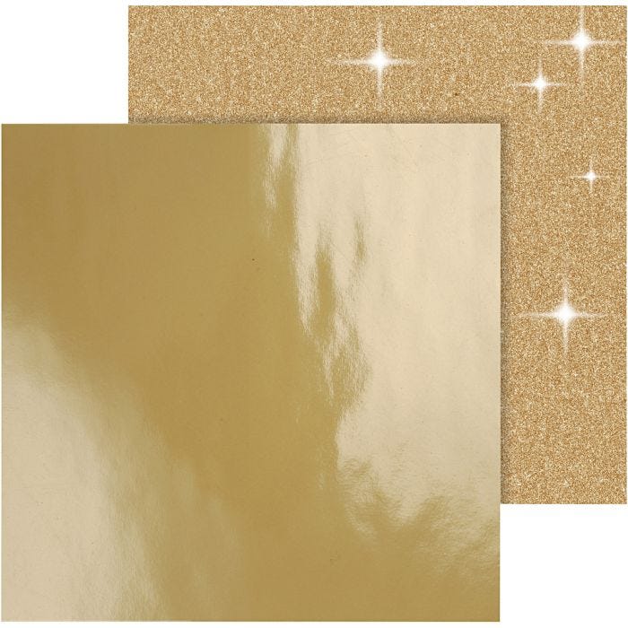 Papel estampado, hoja 30,5x30,5 cm, 120+128 gr, dorado, 2 hoja/ 1 paquete