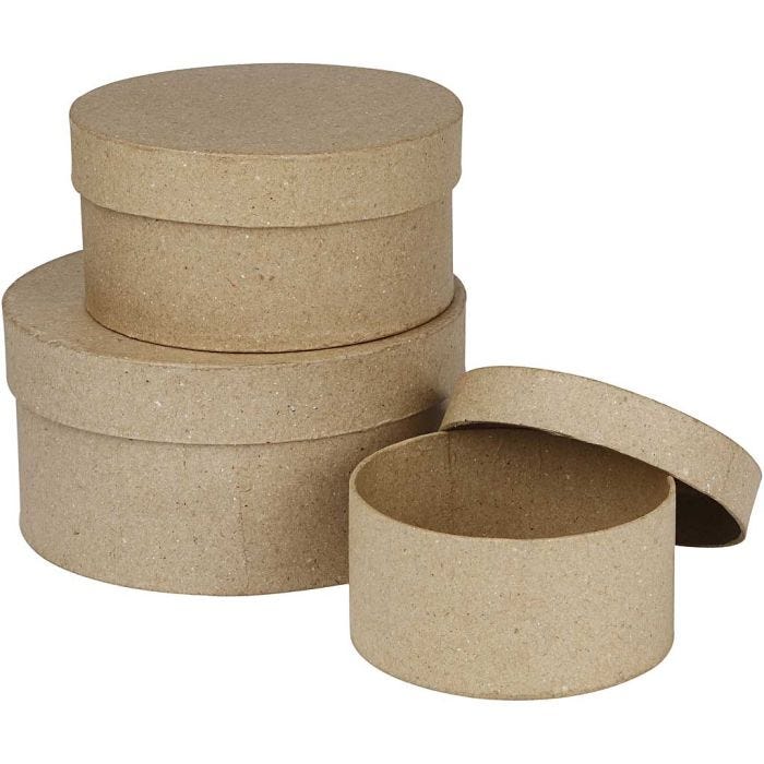 Cajas Redondas, A: 5+6,5+7,5 cm, dia 10+13+16 cm, 3 ud/ 1 set