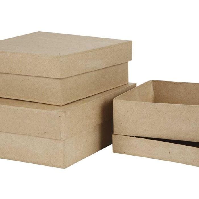 Cajas Cuadradas, A: 5+6+7,5 cm, medidas 16+18+20 cm, 3 ud/ 1 set