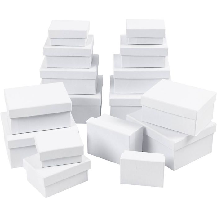 Cajas Rectangulares, A: 3,5+4,5+5,5+6,5 cm, medidas 7,5x5 + 9,5x7 + 11,5x8,5 + 14x11 cm, 4x4 ud/ 1 paquete