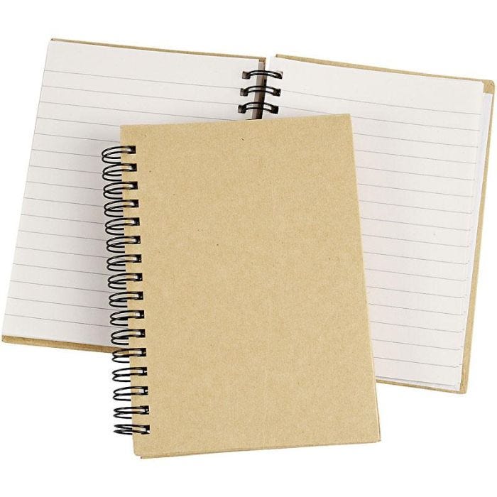 Libreta, A6, hoja 105x148 mm, 60 gr, marrón, 1 ud