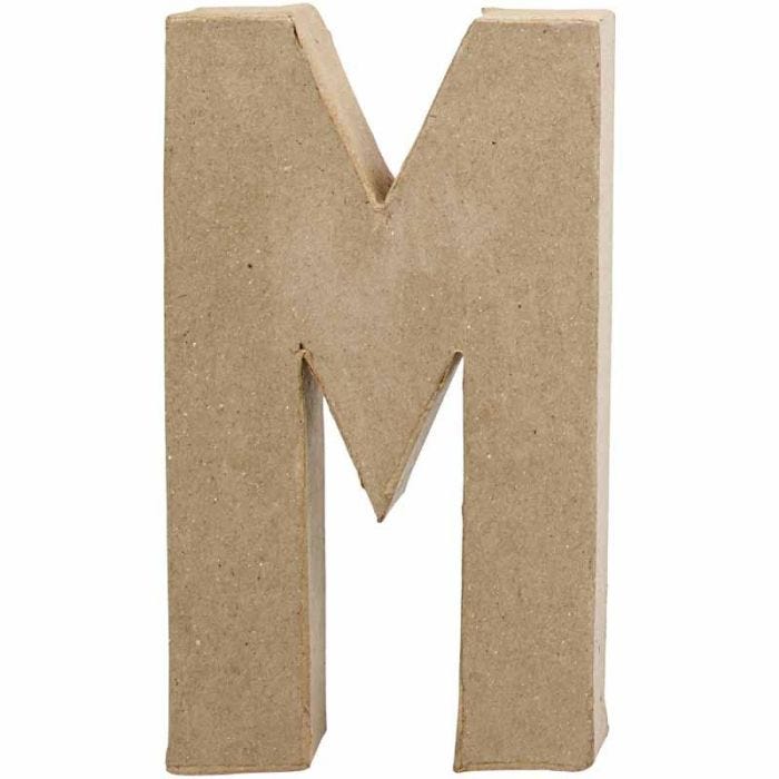 Letra, M, A: 20,5 cm, A: 12 cm, grosor 2,5 cm, 1 ud
