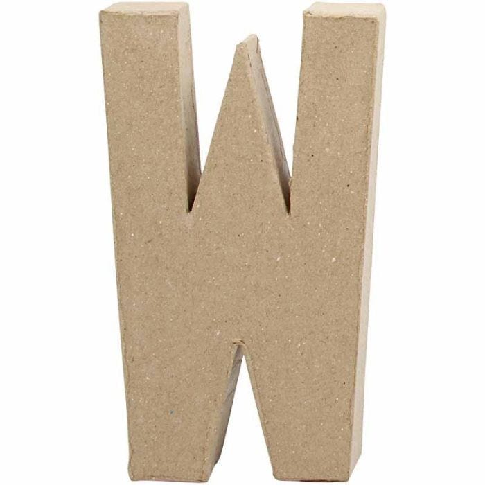 Letra, W, A: 20,3 cm, A: 11,4 cm, grosor 2,5 cm, 1 ud