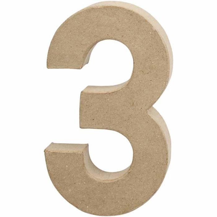 Número, 3, A: 20,2 cm, A: 11,8 cm, grosor 2,5 cm, 1 ud