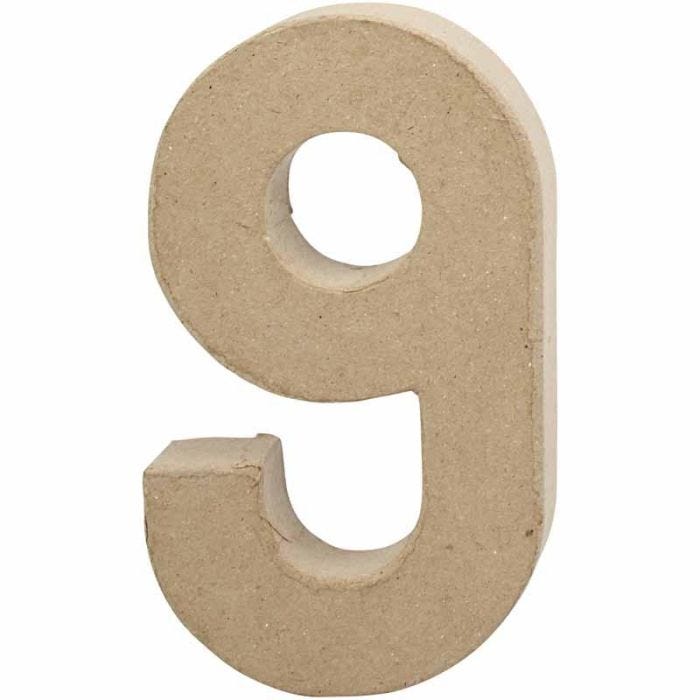 Número, 9, A: 20,5 cm, A: 12 cm, grosor 2,7 cm, 1 ud