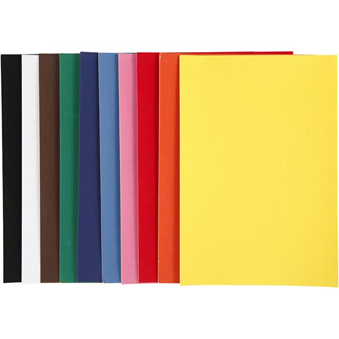 Papel aterciopelado, A4, hoja 210x297 mm, 140 gr, surtido de colores, 10 hoja/ 1 paquete