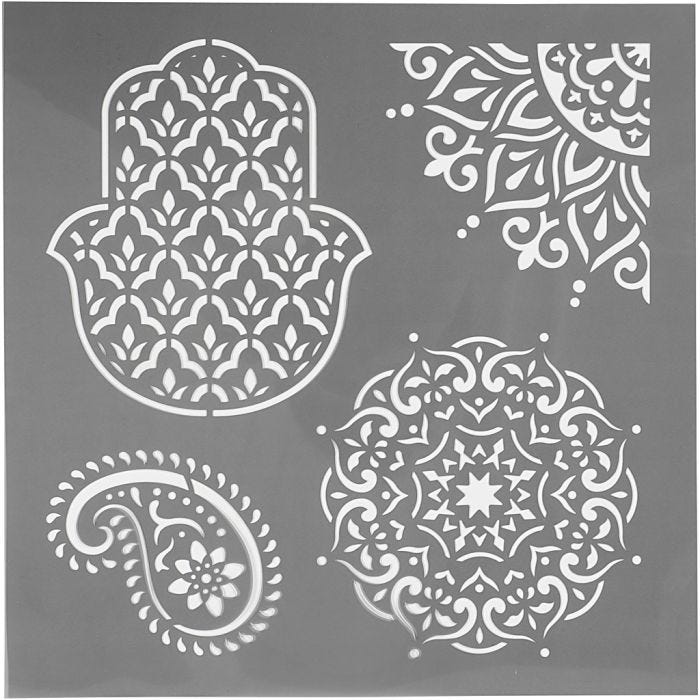 Plantilla, Patrón étnico, medidas 30,5x30,5 cm, grosor 0,31 mm, 1 hoja