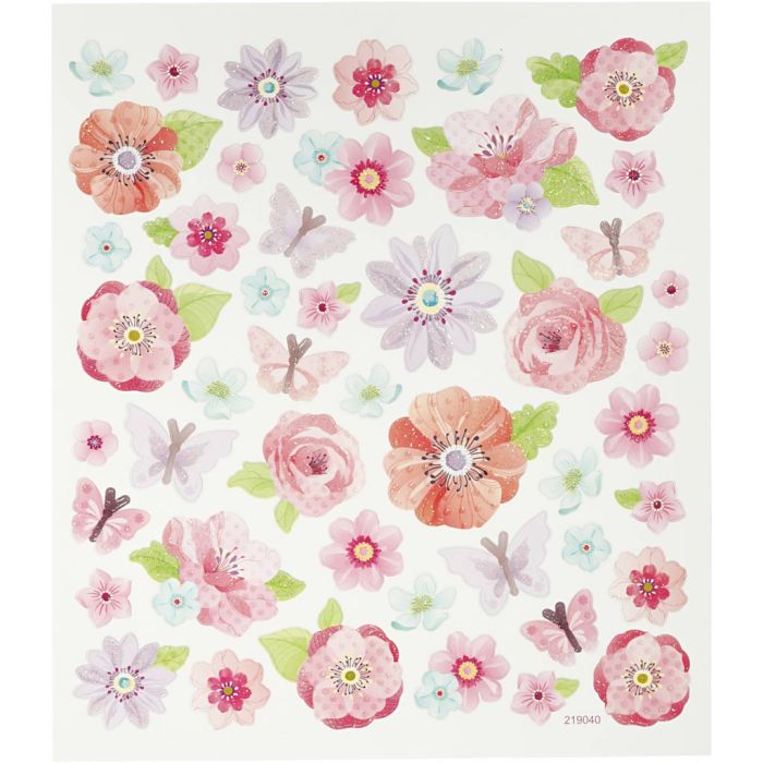 Pegatinas, flores de primavera, hoja 15x16,5 cm, 1 hoja
