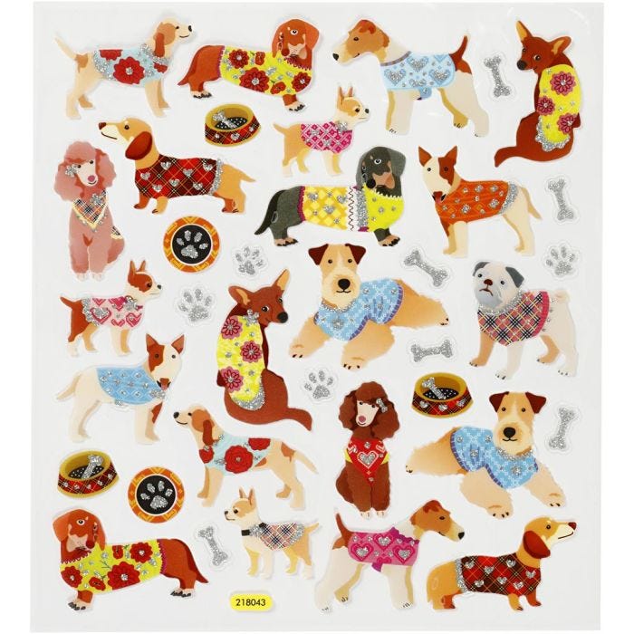 Pegatinas, perros, hoja 15x16,5 cm, 1 hoja