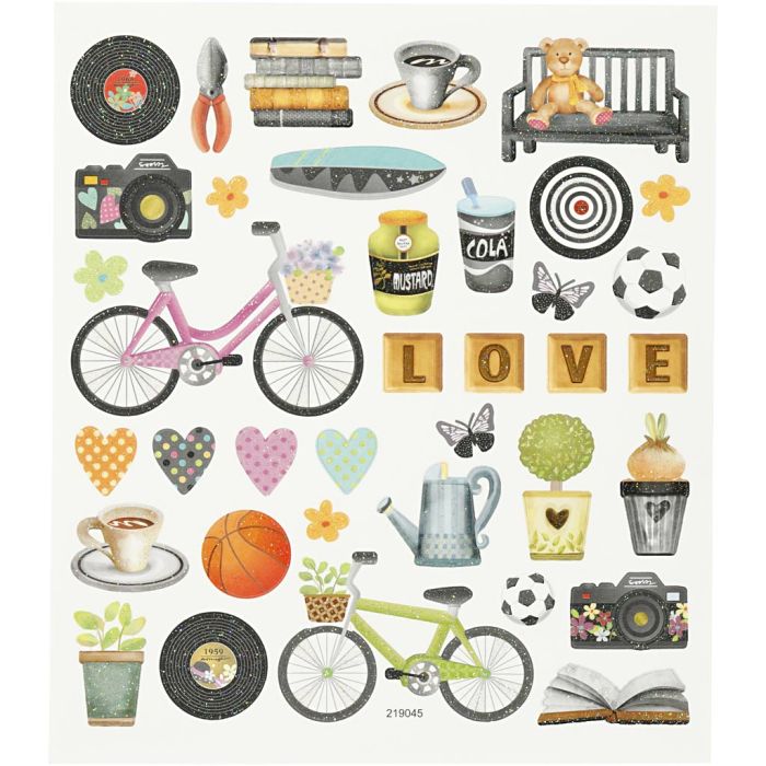 Pegatinas, tiempo libre, hoja 15x16,5 cm, 1 hoja