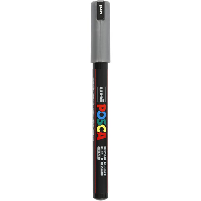 Rotulador Posca , medida PC-1MR, trazo ancho 0,7 mm, extra-fino, plata, 1 ud