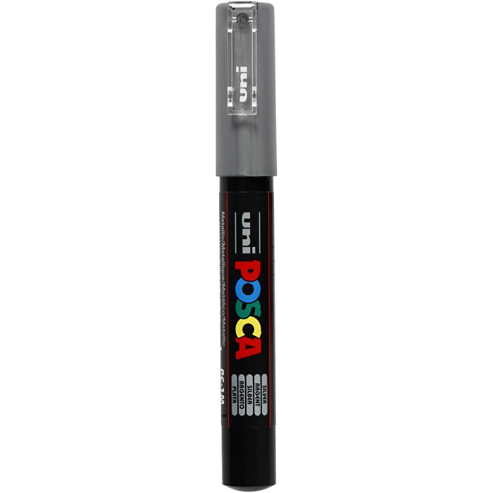 Rotulador Posca , medida PC-1M, trazo ancho 0,7 mm, extra-fino, plata, 1 ud