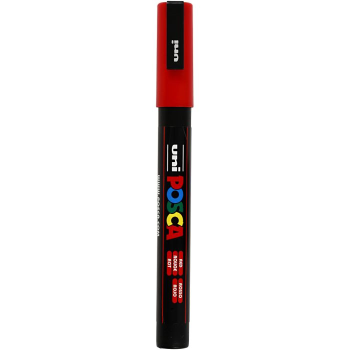 Rotulador Posca , medida PC-3M, trazo ancho 0,9-1,3 mm, fino, rojo, 1 ud