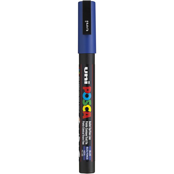 Rotulador Posca , medida PC-3M, trazo ancho 0,9-1,3 mm, fino, azul, 1 ud