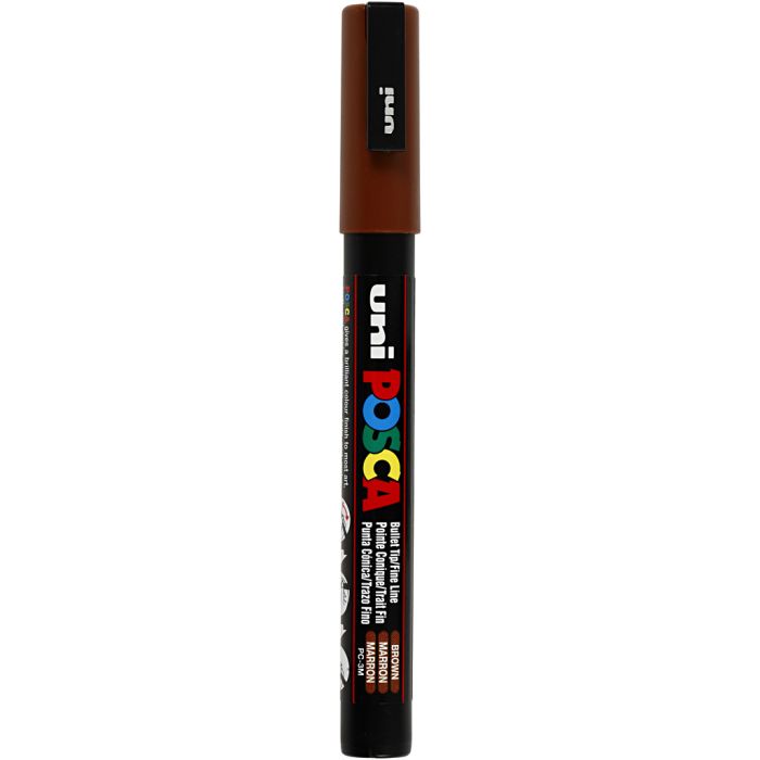 Rotulador Posca , medida PC-3M, trazo ancho 0,9-1,3 mm, fino, marrón, 1 ud