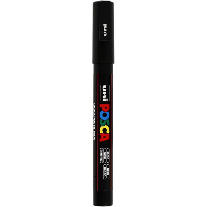 Rotulador Posca , medida PC-3M, trazo ancho 0,9-1,3 mm, fino, negro, 1 ud