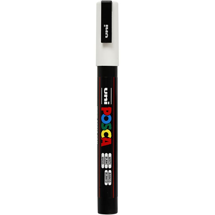 Rotulador Posca , medida PC-3M, trazo ancho 0,9-1,3 mm, fino, blanco, 1 ud