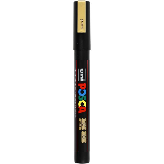 Rotulador Posca , medida PC-3M, trazo ancho 0,9-1,3 mm, fino, dorado, 1 ud