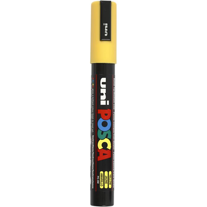 Rotulador Posca , medida PC-5M, trazo ancho 2,5 mm, media, amarillo, 1 ud