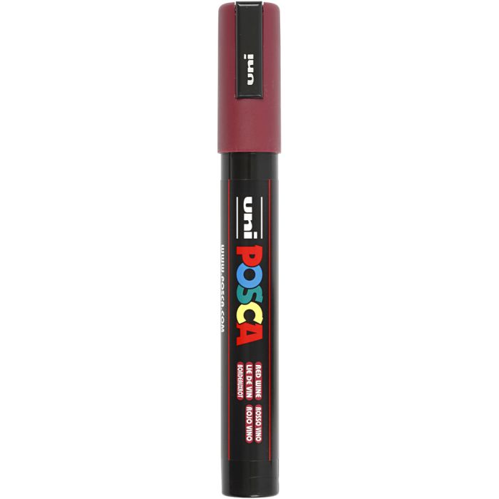 Rotulador Posca , medida PC-5M, trazo ancho 2,5 mm, media, rojo vino, 1 ud