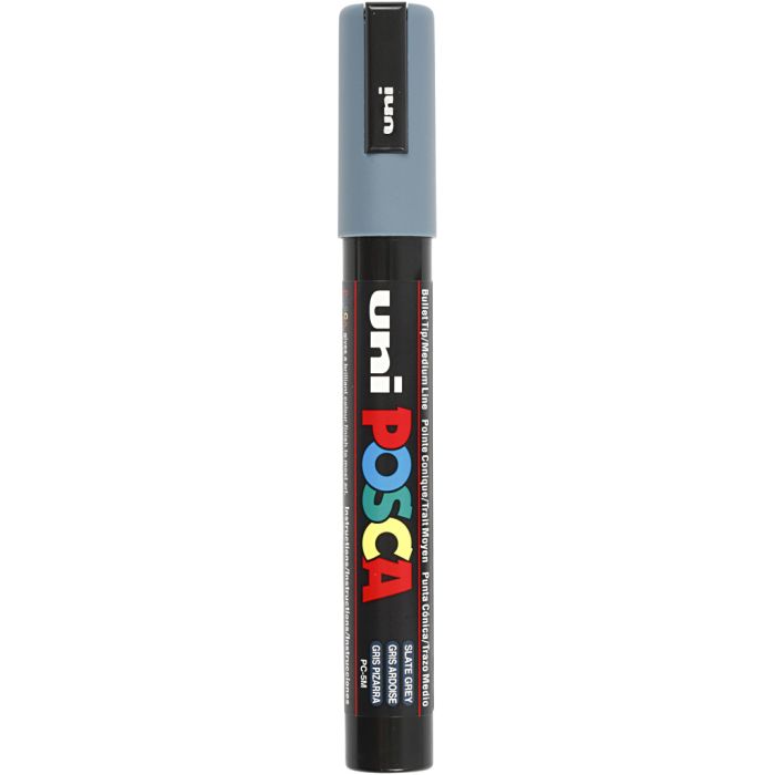 Rotulador Posca , medida PC-5M, trazo ancho 2,5 mm, media, gris pizarra, 1 ud