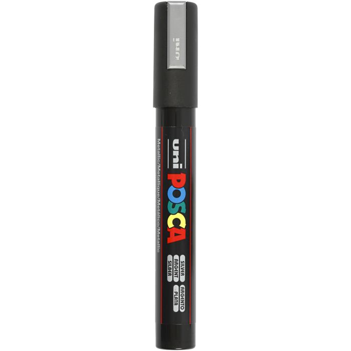 Rotulador Posca , medida PC-5M, trazo ancho 2,5 mm, media, plata, 1 ud