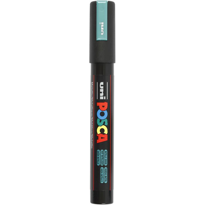 Rotulador Posca , medida PC-5M, trazo ancho 2,5 mm, media, verde metálico, 1 ud