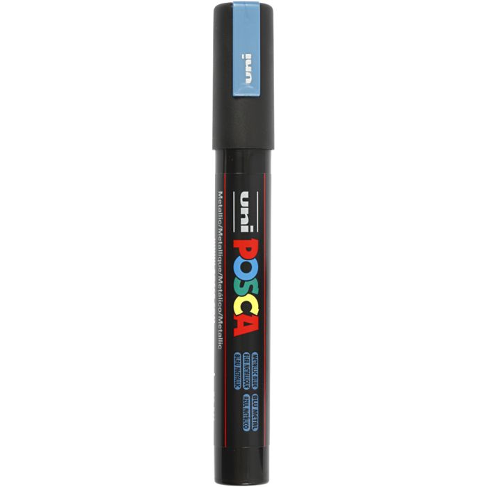 Rotulador Posca , medida PC-5M, trazo ancho 2,5 mm, media, azul metalizado, 1 ud