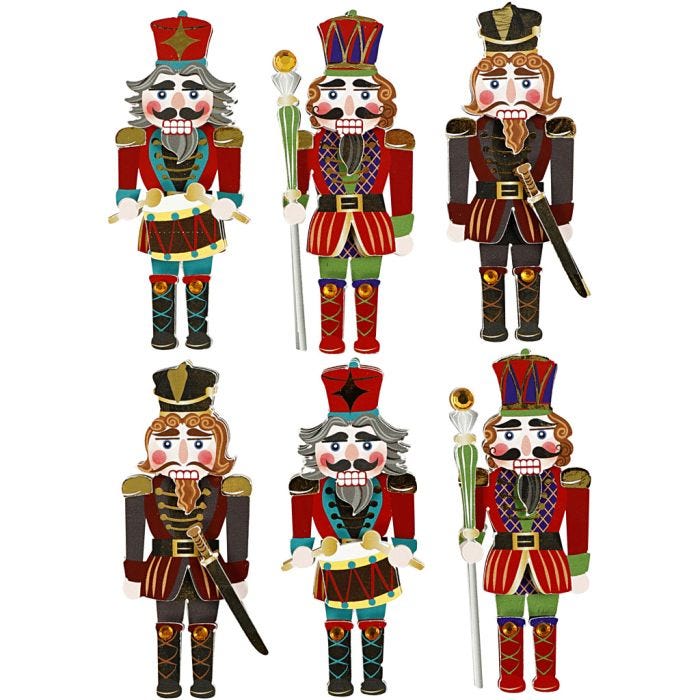 Pegatinas 3D, Cascanueces., A: 75 mm, A: 30 mm, grosor 7 mm, 6 ud/ 1 paquete