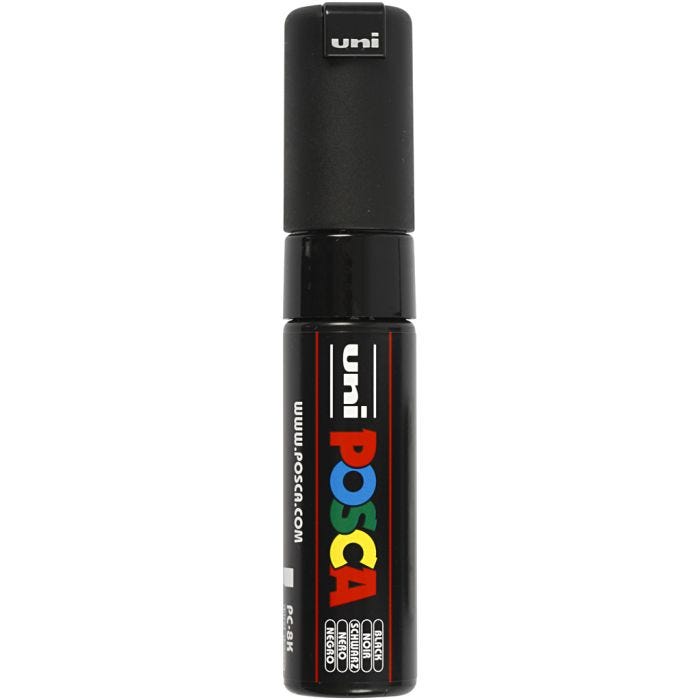 Rotulador Posca , medida PC-8K, trazo ancho 8 mm, Ancho, negro, 1 ud