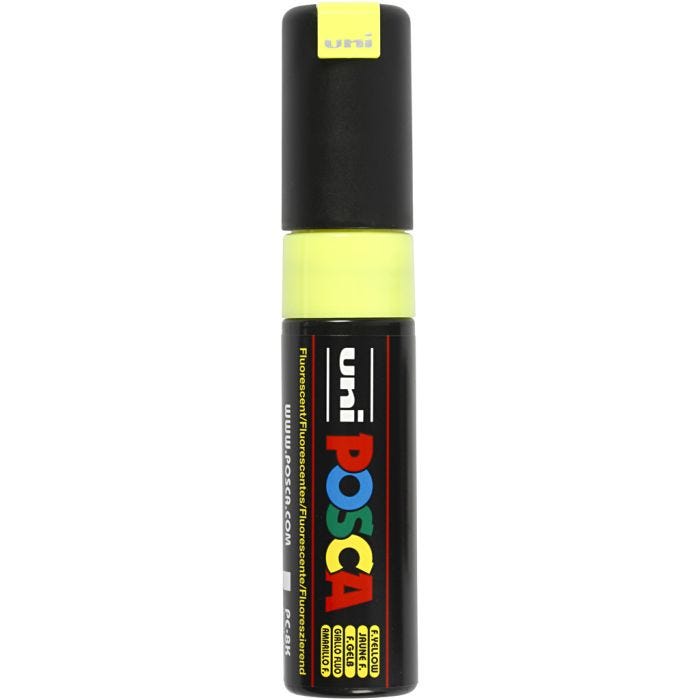Rotulador Posca , medida PC-8K, trazo ancho 8 mm, Ancho, amarillo fluo, 1 ud