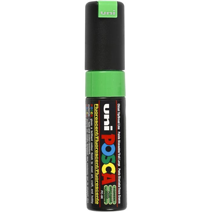 Rotulador Posca , medida PC-8K, trazo ancho 8 mm, Ancho, verde fluo, 1 ud
