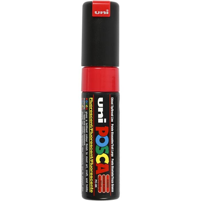 Rotulador Posca , medida PC-8K, trazo ancho 8 mm, Ancho, rojo fluo, 1 ud