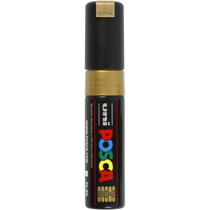 Rotulador Posca , medida PC-8K, trazo ancho 8 mm, Ancho, dorado, 1 ud
