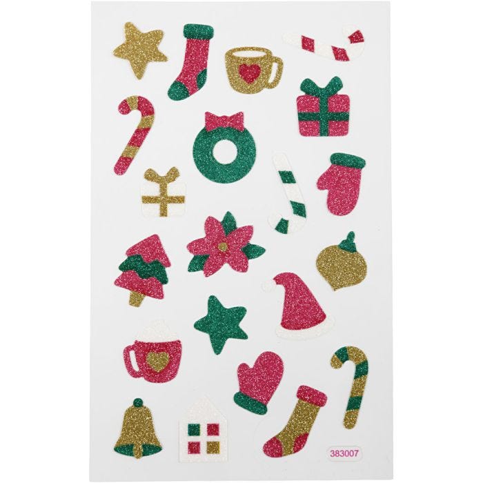 Pegatinas brillantes, Navidad, hoja 10x16 cm, 1 hoja