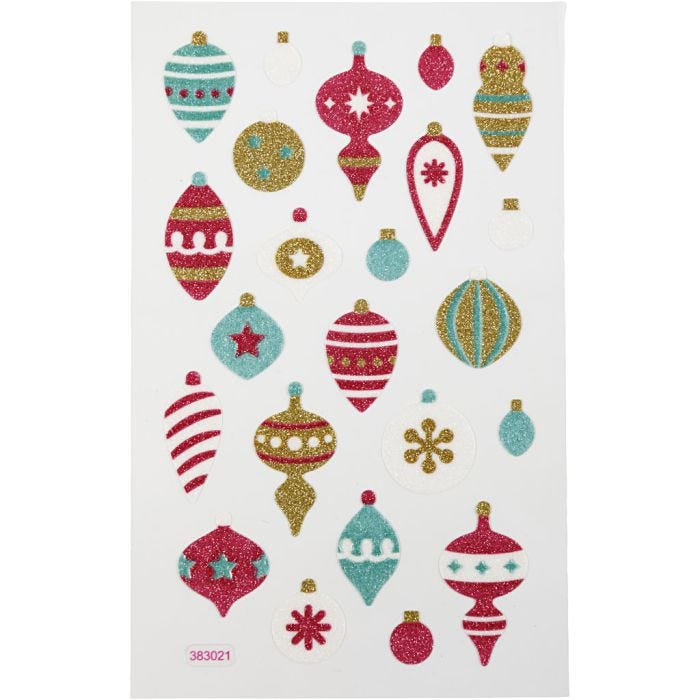 Pegatinas brillantes, Adornos de Navidad, hoja 10x16 cm, 1 hoja