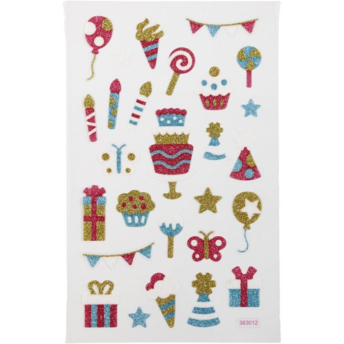 Pegatinas brillantes, Cumpleaños, 10x16 cm, 1 hoja
