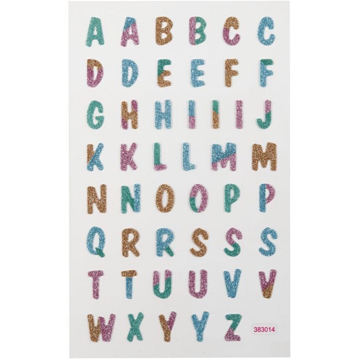 Pegatinas brillantes, Letras, hoja 10x16 cm, 1 hoja