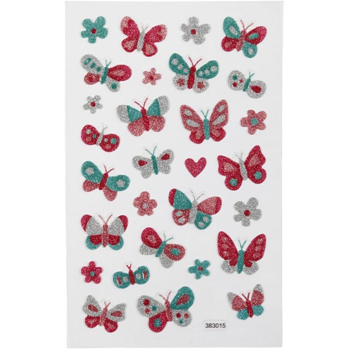 Pegatinas brillantes, Mariposas, hoja 10x16 cm, 1 hoja