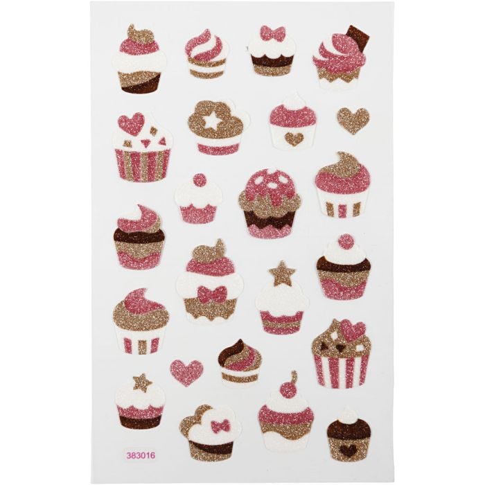 Pegatinas brillantes, Muffins, hoja 10x16 cm, 1 hoja
