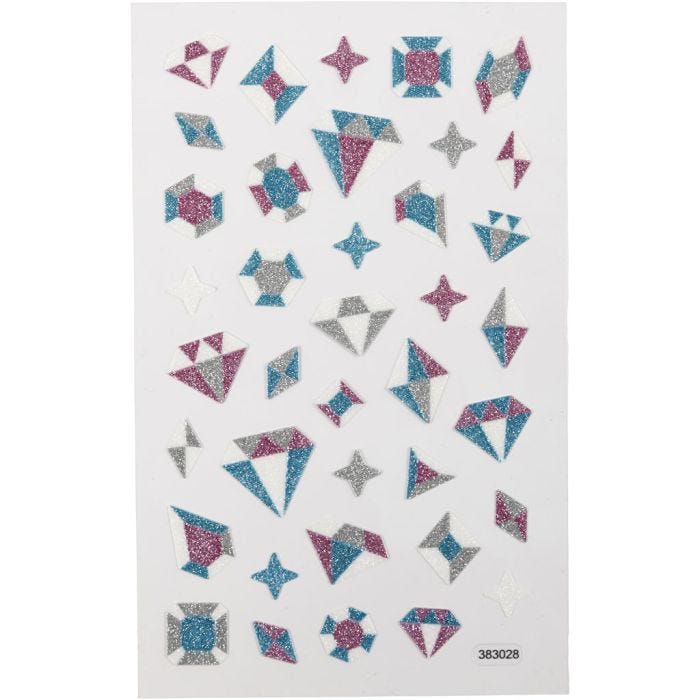 Pegatinas brillantes, Diamantes, hoja 10x16 cm, 1 hoja