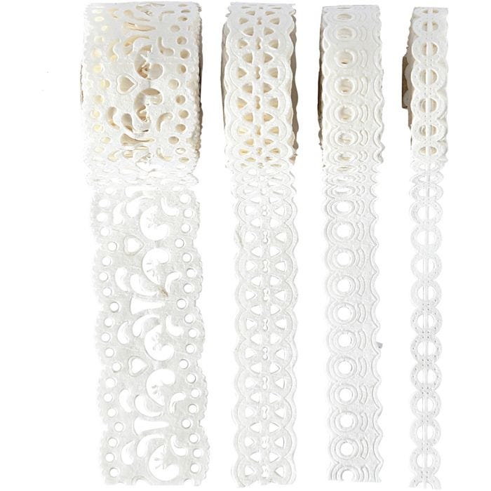 Bordes de papel, A: 8-23 mm, blanco, 4x2 m/ 1 paquete