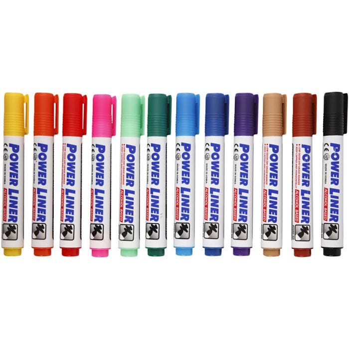 Rotuladores para pizarra, trazo ancho 4 mm, surtido de colores, 12 ud/ 1 paquete