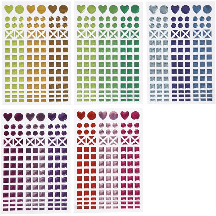 Pegatinas mosaico, dia 8-14 mm, hoja 11x16,5 cm, surtido de colores, 10 hoja/ 1 paquete