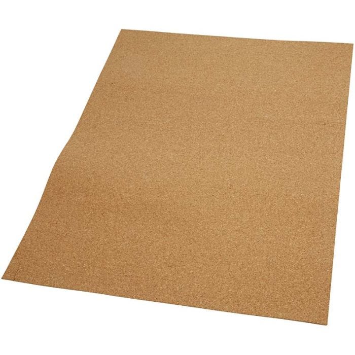 Hojas de corcho, medidas 35x45 cm, grosor 2 mm, 4 ud/ 1 paquete