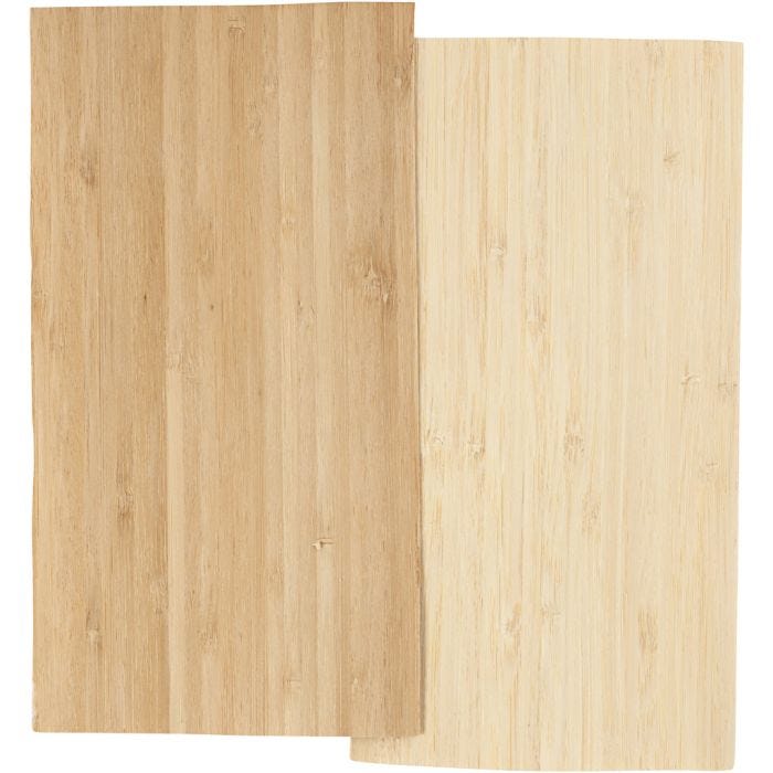 Madera fina de bambú, hoja 12x22 cm, grosor 0,75 mm, 2 hoja/ 1 paquete